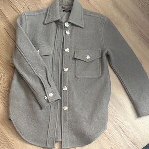 Quince Taupe Wool Shirt Jacket